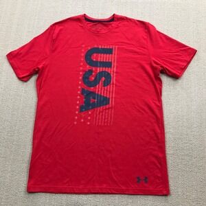 Under Armour USA Shirt Mens Medium America Flag Heat Gear Loose Fit